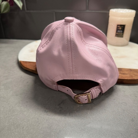 Pink Faux Leather Baseball Hat - Picture 3 of 6